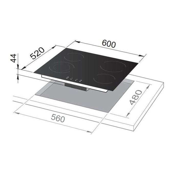 De'Longhi PVC61FK Piano cottura elettrico 60 cm 4 zone vetroceramica manopola frontale 6400 W colore Nero