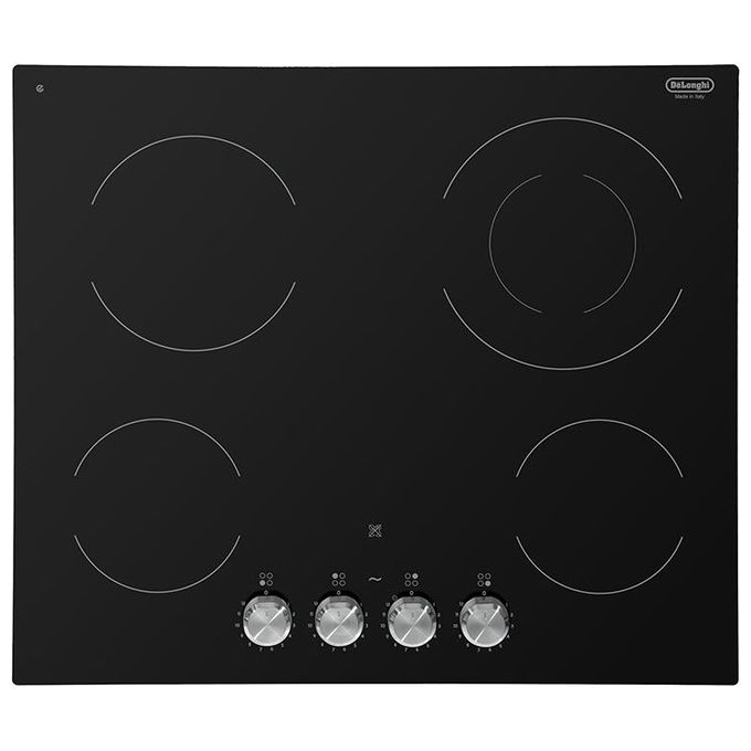 De'Longhi PVC61FK Piano cottura elettrico 60 cm 4 zone vetroceramica manopola frontale 6400 W colore Nero