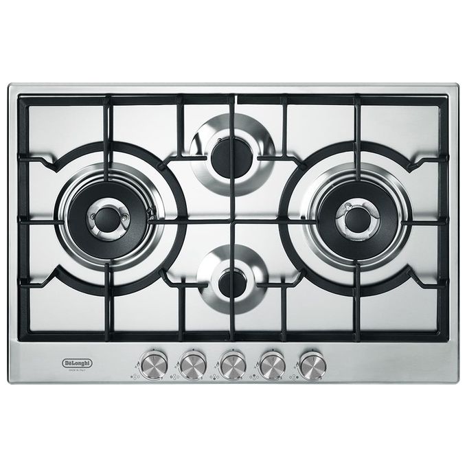 De'Longhi NSL475X LIFE Piano cottura Gas 75 cm 4 fuochi Doppia Corona Dual Griglie Ghisa colore Inox