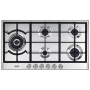 De'Longhi NSL 590D X Piano cottura Gas 90 cm 5 fuochi 1 dual bruciatore griglie ghisa manopole metallo colore Inox