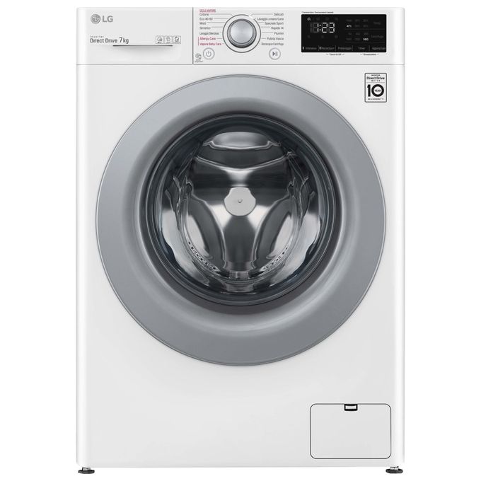 LG F2WV3S7S4E - Lavatrice Slim a carica frontale 7 kg, 1200 rpm, Classe energetica D, AI DD, Lavaggio a vapore Steam, (85x60x47,5 cm), Bianco