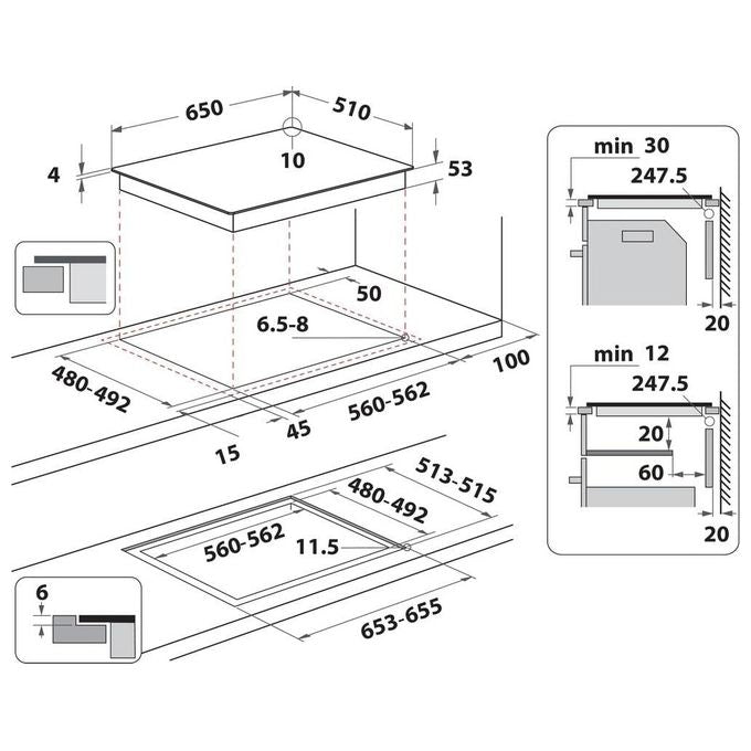 Whirlpool SMO658CNE Piano cottura a induzione 65 cm 4 zone FlexiCook FlexiFull iXelium 7400 W colore Nero