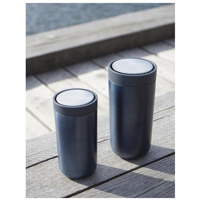 Stelton 675-18 To Go Click Tazza Termica 0,2 l Acciaio Inossidabile Doppia Parete Coperchio Smart Click Colore Blu Scuro-Metallico