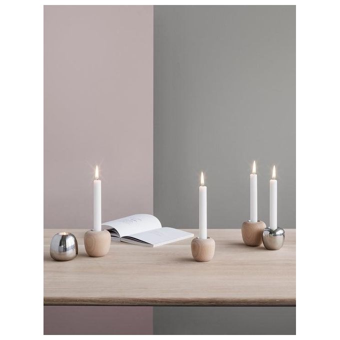 Stelton 104-1 Ora Portacandele in Legno di Faggio Altezza 8 cm Diametro 8,5 cm colore Legno Naturale