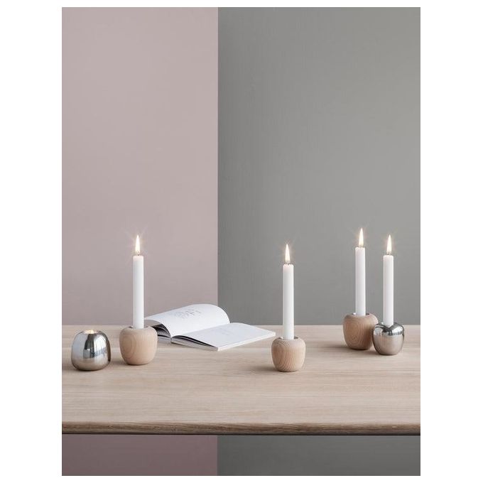 Stelton Ora Porta Candele 6.5cm Legno di Faggio