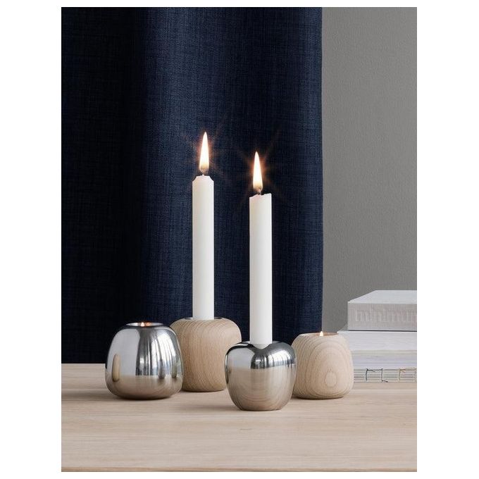 Stelton Ora Porta Candele 6.5cm Legno di Faggio