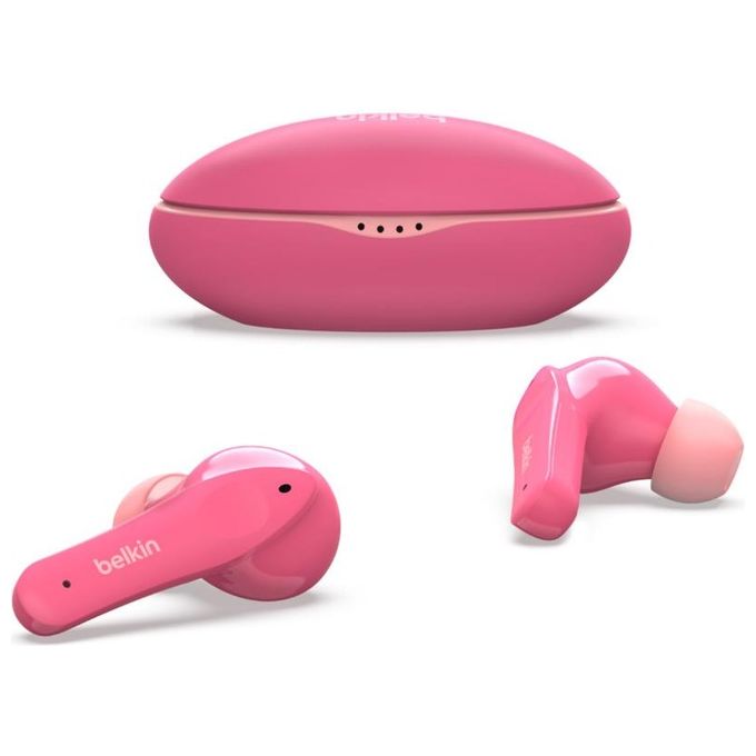 Belkin PAC003 Soundform Nano Auricolari Wireless per Bambini Volume Limitato a 85 dB Resistenza IPX5 24 Ore di Autonomia colore Rosa