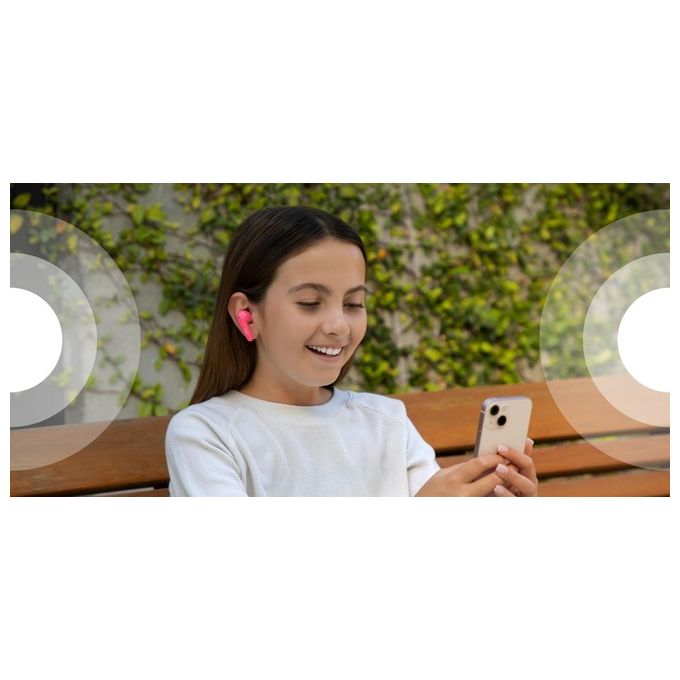 Belkin PAC003 Soundform Nano Auricolari Wireless per Bambini Volume Limitato a 85 dB Resistenza IPX5 24 Ore di Autonomia colore Rosa
