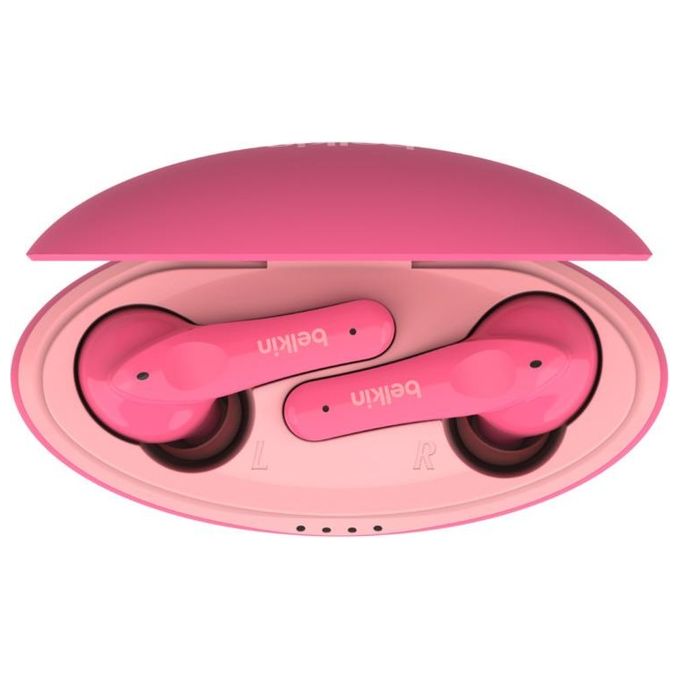 Belkin PAC003 Soundform Nano Auricolari Wireless per Bambini Volume Limitato a 85 dB Resistenza IPX5 24 Ore di Autonomia colore Rosa