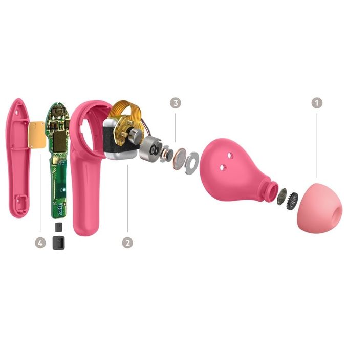 Belkin PAC003 Soundform Nano Auricolari Wireless per Bambini Volume Limitato a 85 dB Resistenza IPX5 24 Ore di Autonomia colore Rosa