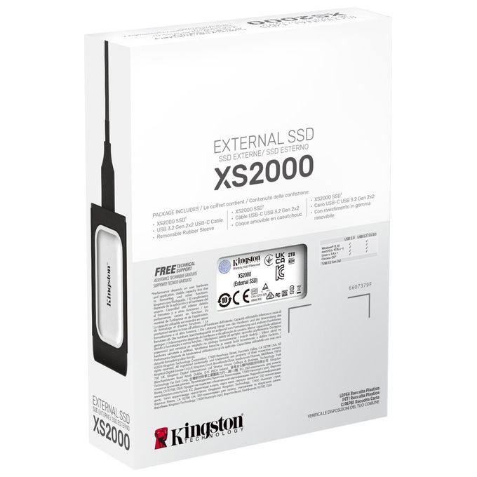 Kingston Technology SXS2000-2000G XS2000 SSD Portatile Esterno 2 TB USB 3.2 Gen 2x2 Velocita' 2000 MB-s colore Nero Argento