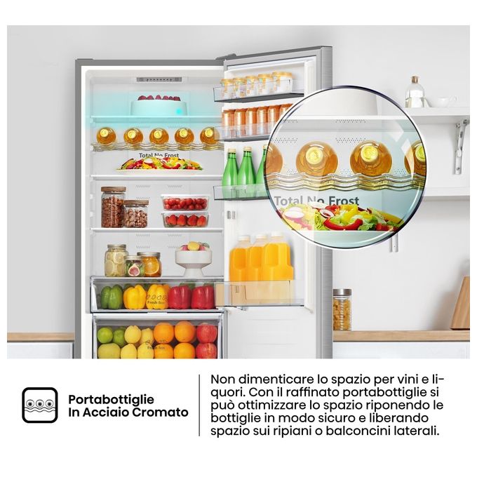 Hisense RB440N4ACA Frigorifero Combinato 336 L 201,7 cm Classe A 35 dB Total No Frost Inverter colore Inox