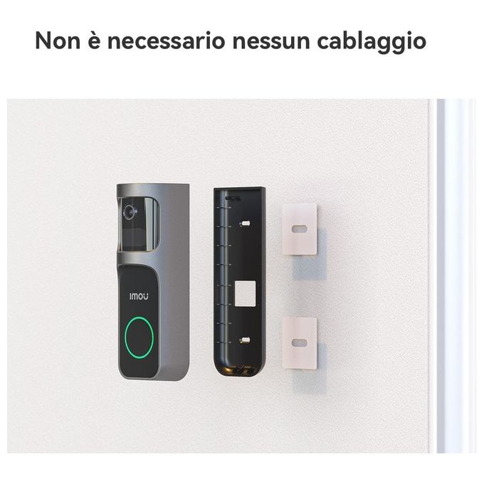 Imou DB-2SP-3T0W-DS2S Doorbell 2S Kit Videocitofono Wi-Fi 2K 3MP Batteria 5000 mAh Visione Notturna IR colore Nero