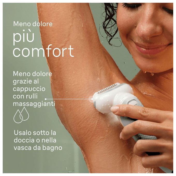 Braun 9-061 Silk-épil 9 Epilatore Elettrico Donna Wet and Dry 40 Pinzette MicroGrip Testina Flessibile Rulli Massaggianti colore Bianco
