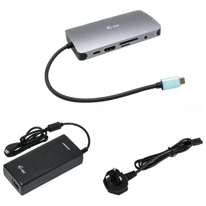 I-tec C31NANOVGA112W USB-C Metal Nano Dock HDMI VGA LAN Power Delivery 100W Alimentatore 112W colore Argento
