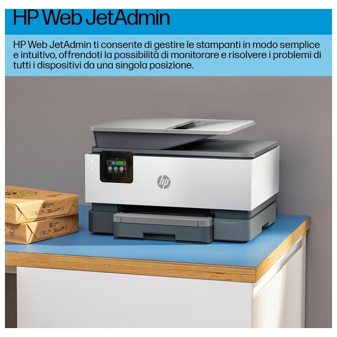 HP 4V2N0B OfficeJet Pro 9120b Stampante Multifunzione a Getto d'Inchiostro Colore con Stampa Fronte-Retro Automatica Wi-Fi Bluetooth ADF 4 Cartucce Risoluzione 4800x1200 DPI Schermo Touch 2.7'' colore Grigio