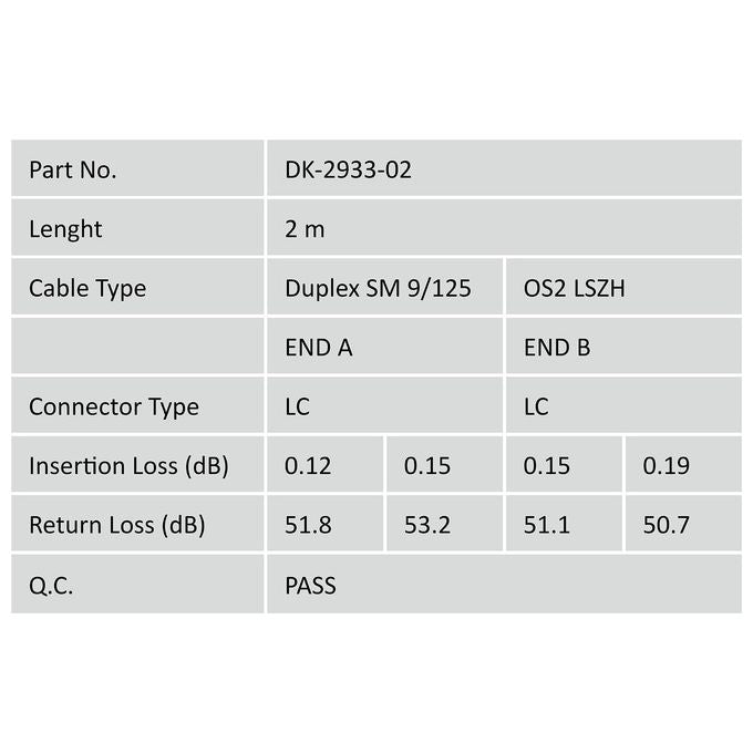 Digitus cavo fibra ottica lc a lc Mono Splitmode duplex 9-125 mt.2 (dk-2933-02)