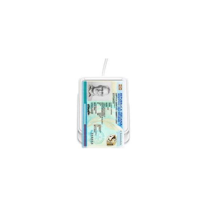 Atlantis P005-CIEK421C Lettore Smart Card Combo 2in1 NFC Contactless CIE 3.0 CNS CRS Tessera Sanitaria USB colore Bianco