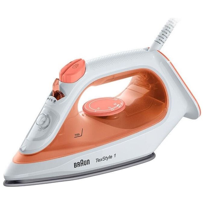 Braun TexStyle 1 SI 1009 Ferro da Stiro a Vapore Piastra Antiaderente 1900W Arancione-Bianco