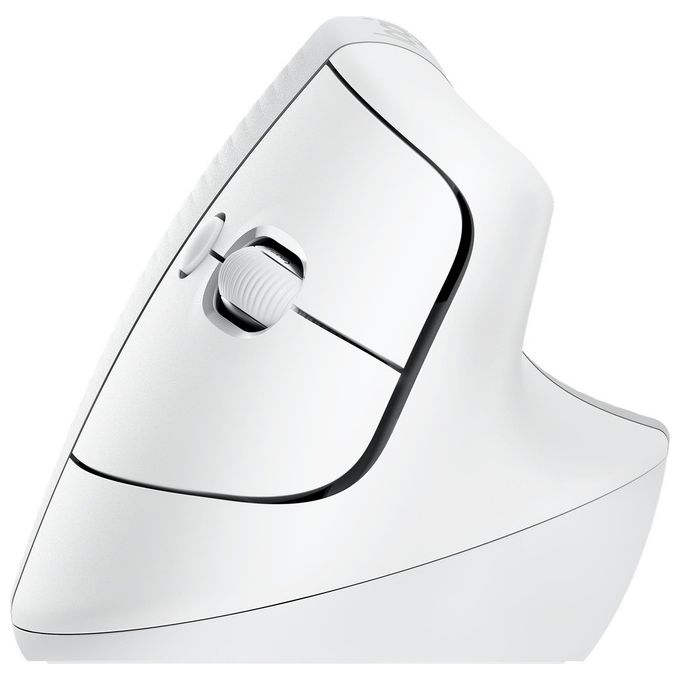 Logitech 910-006475 Lift Mouse Ergonomico Verticale Senza Fili Bluetooth Logi Bolt USB 4 Tasti 4000 DPI Clic Silenziosi colore Bianco