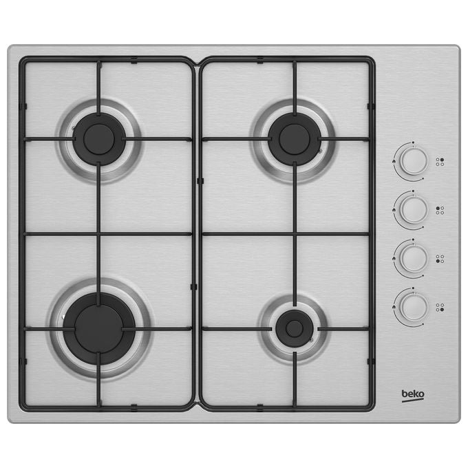 Beko HIGG641C3SX b100 Piano cottura Gas 60 cm 4 Fuochi Griglie Smaltate Accensione Elettronica colore Inox