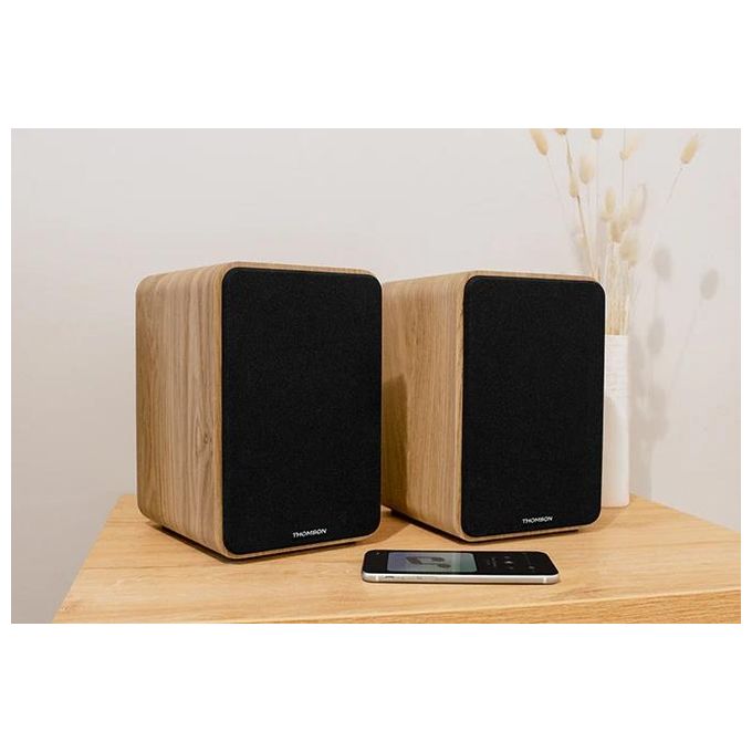 Thomson WS602DUO Casse Acustiche 2.0 Bookshelf 100 W Bluetooth 5.0 RCA Telecomando colore Legno