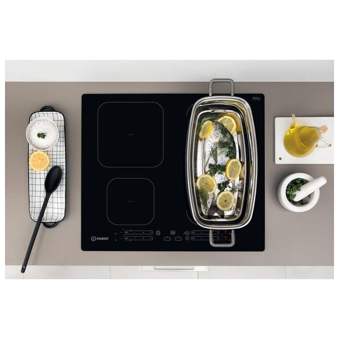 Indesit IB65B60NE Piano cottura a induzione 60 cm 4 zone DualZone PushandGo colore Nero