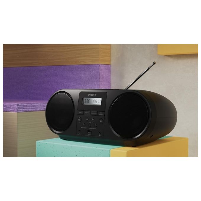 Philips TAZ6000-10 Lettore CD Portatile con Radio DAB+ FM Bluetooth 5.4 USB e Ingresso Audio 3,5 mm colore Nero
