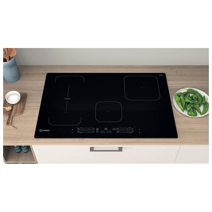 Indesit IB21B77NE Piano cottura a induzione 77 cm 4 zone PushandGo DualZone Touch 7200 W colore Nero