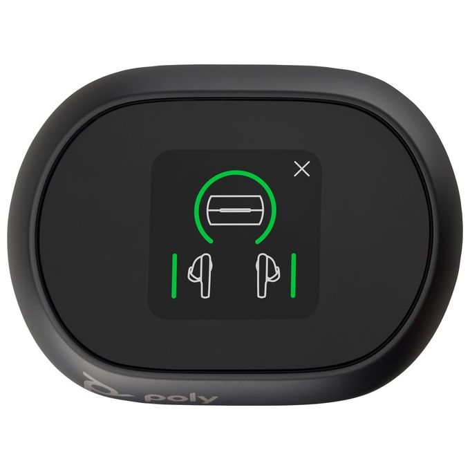 Poly 216066-02 Voyager Free 60+ Auricolari Bluetooth True Wireless con ANC Adattivo e Cancellazione Rumore Microfoni Multipli con Tecnologia WindSmart Custodia Touchscreen Ricarica Wireless Qi Compatibile Microsoft Teams Zoom Google Meet IP54 colore Nero