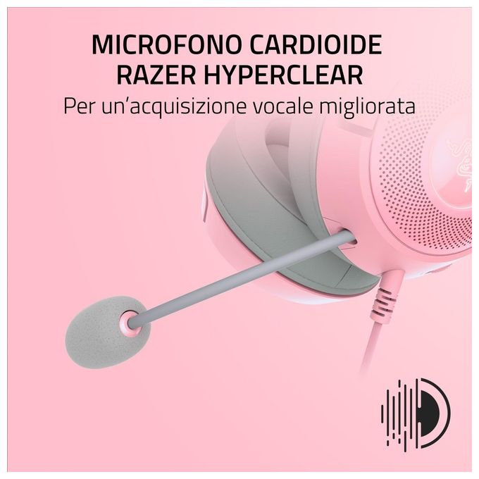 Razer RZ04-04730200-R3M1 Kraken Kitty V2 Cuffie Gaming Cablate con Microfono Cardioide HyperClear Driver TriForce da 50 mm Illuminazione RGB Reattiva colore Rosa