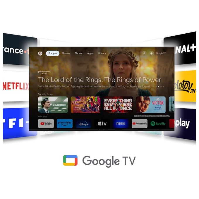Thomson 50QG6C14 Smart TV QLED 50'' 4K UHD Google TV Dolby Vision Atmos HDR10 Triple Tuner Bluetooth 5.1 colore Nero
