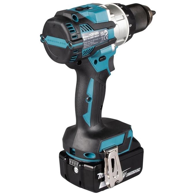 Makita DDF489Z Trapano Avvitatore a Batteria 18V Brushless 2 Velocita' Meccaniche 21 Livelli di Coppia Mandrino 13 mm Luce LED XPT Protezione Polvere Acqua colore Verde