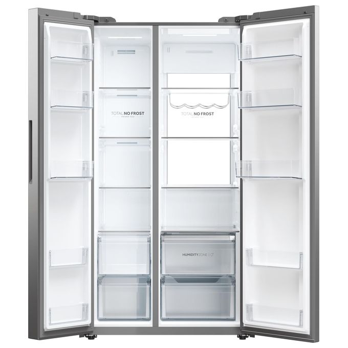 Haier HSW79F18ANMM SBS 90 Serie 7 Frigorifero Side by Side 611 L 177,5 cm Classe A 35 dB No Frost Humidity Zone Wi-Fi colore Platinum Inox