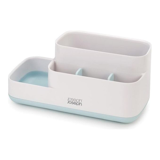 Joseph Joseph 70504 EasyStore Organizzatore da bagno 5 scompartimenti fondo antiscivolo drenaggio acqua colore Blu Bianco