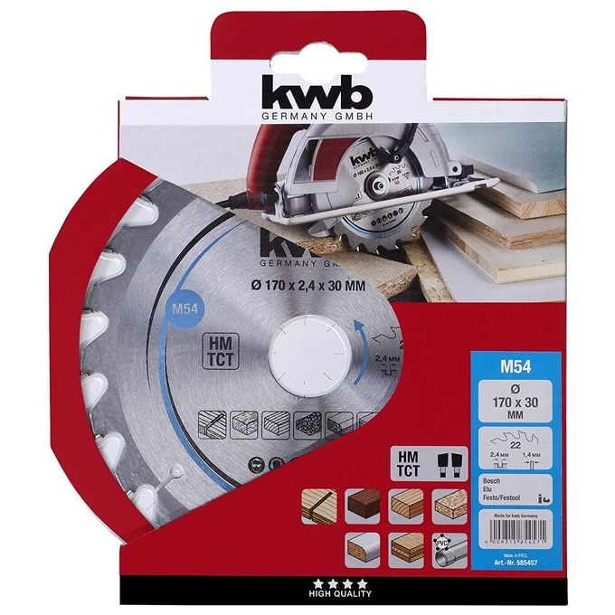 Kwb Lama Per Sega Circolare Truciolare In Legno E Legno Duro 170X30Mm 22 Denti