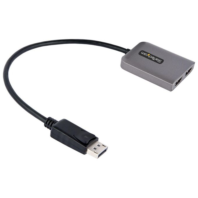 StarTech MST14DP122HD Adattatore DisplayPort a Doppio HDMI 4K 60Hz Hub MST con Cavo 30 cm Supporto HDR Plug and Play Alimentazione USB colore Nero