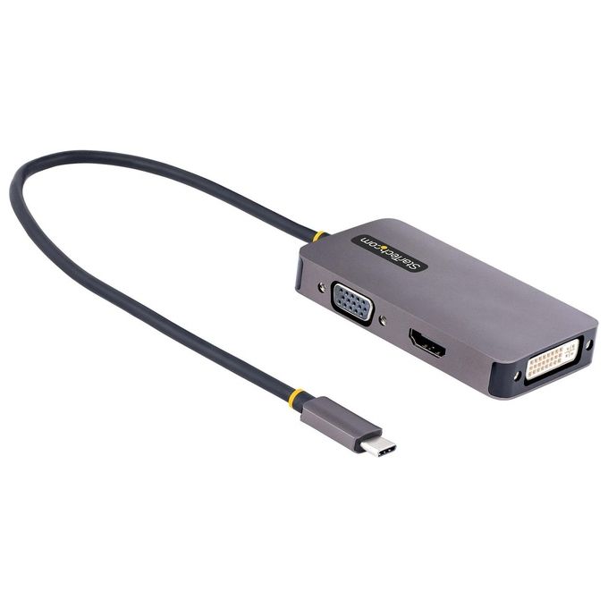 StarTech 118-USBC-HDMI-VGADVI Adattatore USB C a HDMI DVI o VGA Risoluzione 4K 60Hz Compatibile Thunderbolt 3 e 4 Alluminio colore Grigio