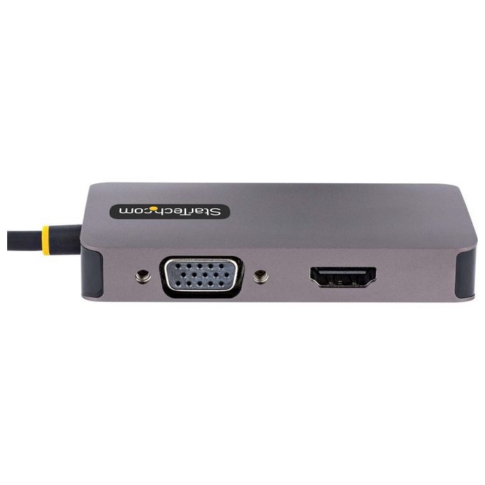 StarTech 118-USBC-HDMI-VGADVI Adattatore USB C a HDMI DVI o VGA Risoluzione 4K 60Hz Compatibile Thunderbolt 3 e 4 Alluminio colore Grigio