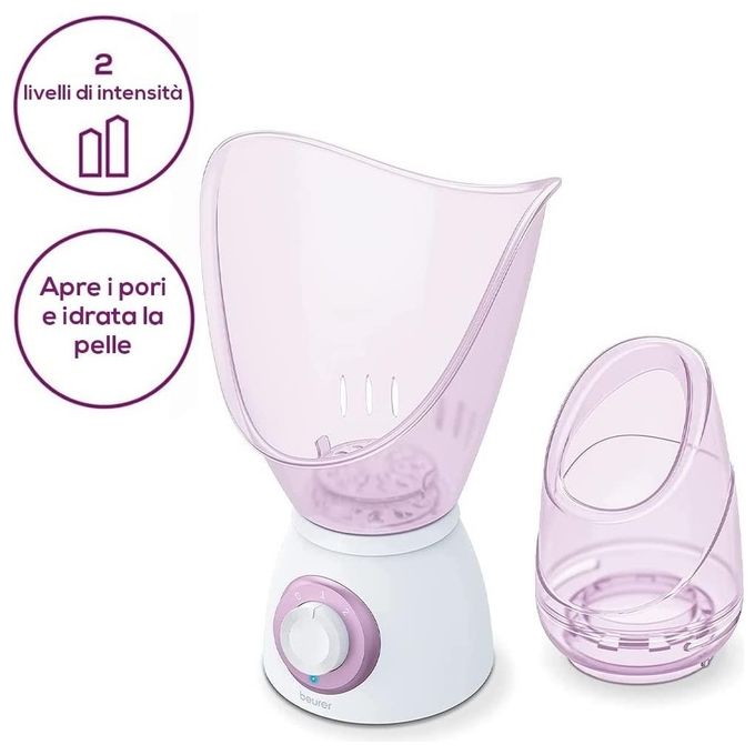 Beurer 60503 Sauna per il viso FS 60 3 in 1 con funzione vapore aromaterapia e inalazione 2 livelli di potenza colore Bianco e Lilla