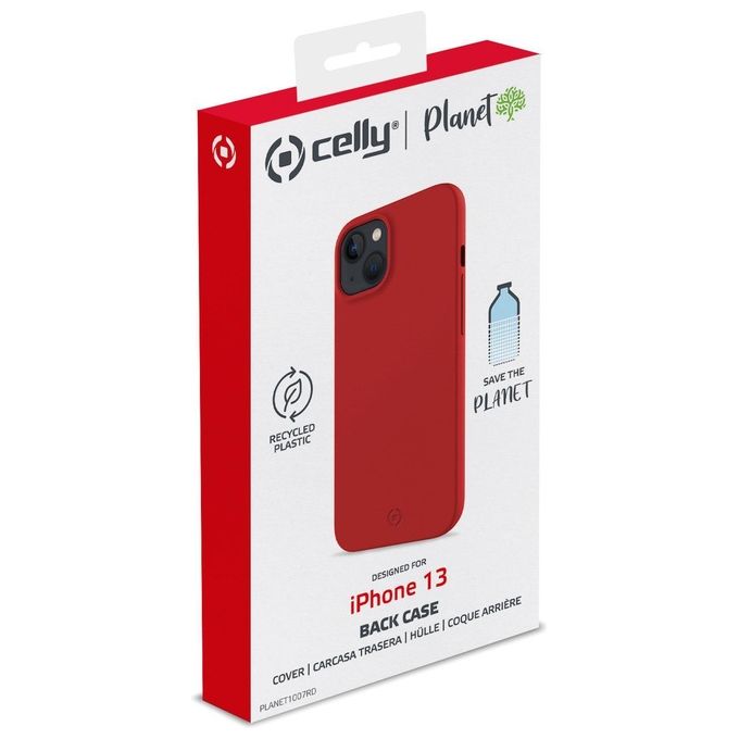 Celly PLANET1007RD Planet Eco Cover per iPhone 13 TPU Riciclato colore Rosso