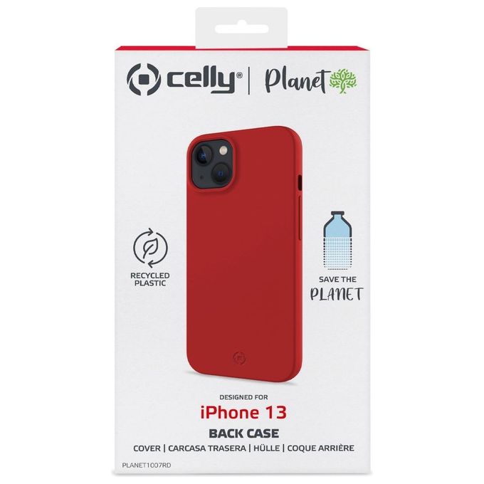 Celly PLANET1007RD Planet Eco Cover per iPhone 13 TPU Riciclato colore Rosso