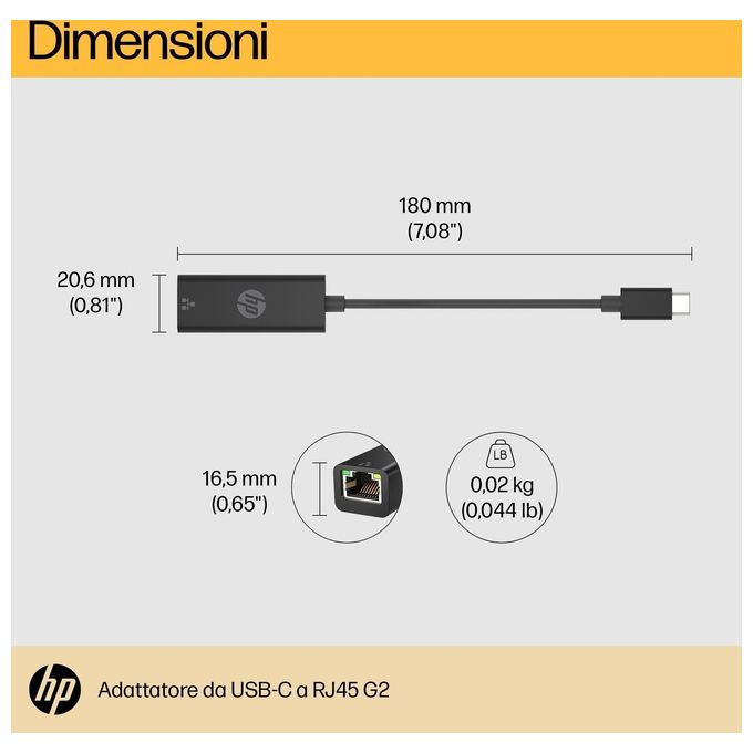 HP 4Z534AA Usb-c To Rj45 Adapter