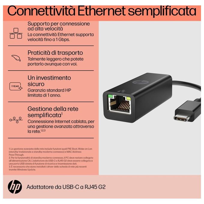 HP 4Z534AA Usb-c To Rj45 Adapter
