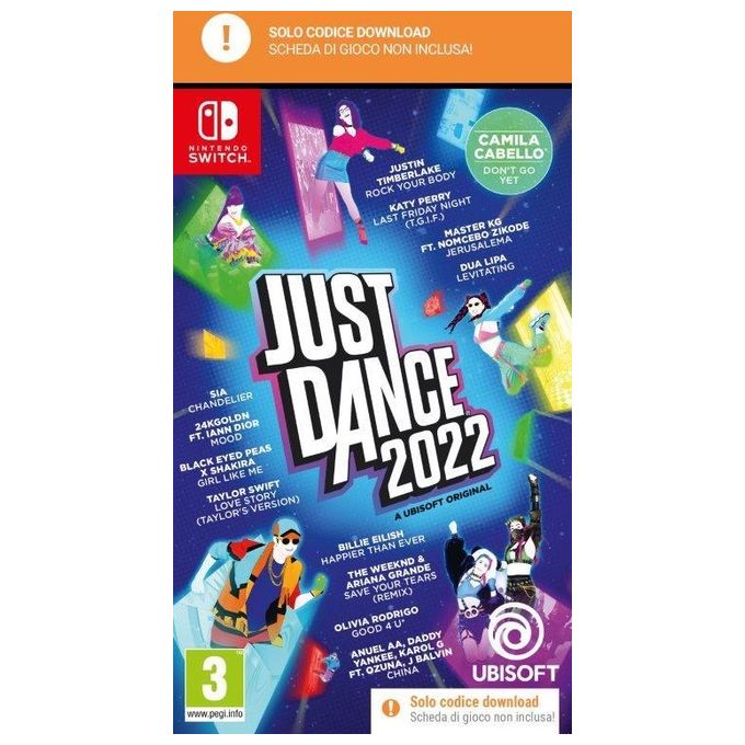 Ubisoft 300125394 Just Dance 2022 Codice per Download Digitale per Nintendo Switch con Supporto fino a 6 Giocatori Offline e App per Smartphone colore Nero