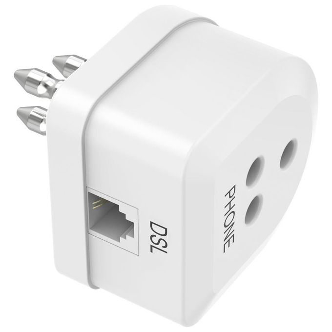 Hama 00201162 Filtro ADSL Tripolare Spina 3 Pin Presa Modulare RJ11 6p4c Plug and Play colore Bianco