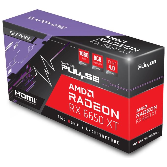 Sapphire 11319-03-20G PULSE Scheda Grafica AMD Radeon RX 6650 XT Gaming OC 8 GB GDDR6 HDMI 3x DisplayPort colore Nero