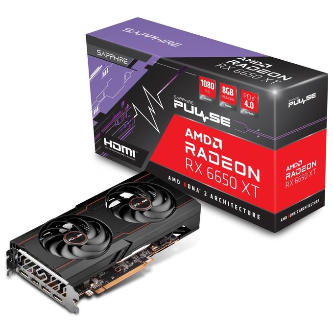 Sapphire 11319-03-20G PULSE Scheda Grafica AMD Radeon RX 6650 XT Gaming OC 8 GB GDDR6 HDMI 3x DisplayPort colore Nero
