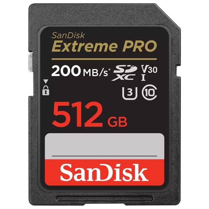 SanDisk SDSDXXD-512G-GN4IN Extreme PRO Scheda di Memoria SDXC 512 GB Classe 10 U3 V30 200 MB-s 140 MB-s colore Nero