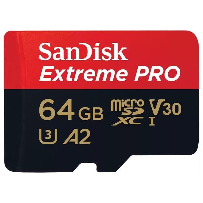 SanDisk SDSQXCU-064G-GN6MA Extreme PRO Scheda MicroSDXC 64GB UHS-I U3 V30 A2 Class 10 200MB-s colore Nero